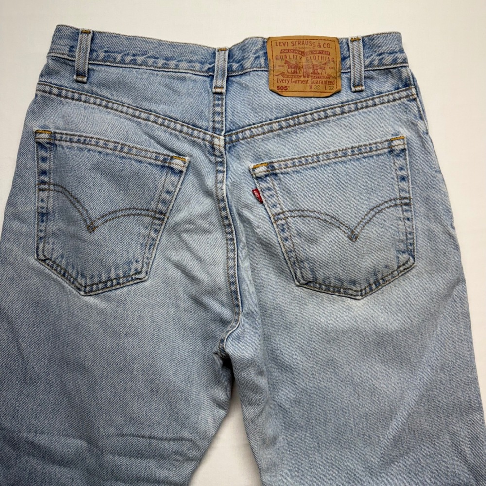 Levi's 505 Jeans 32x32 Light Wash Straight Leg Vintage Fade Distressed Y2K - Picture 8 of 11